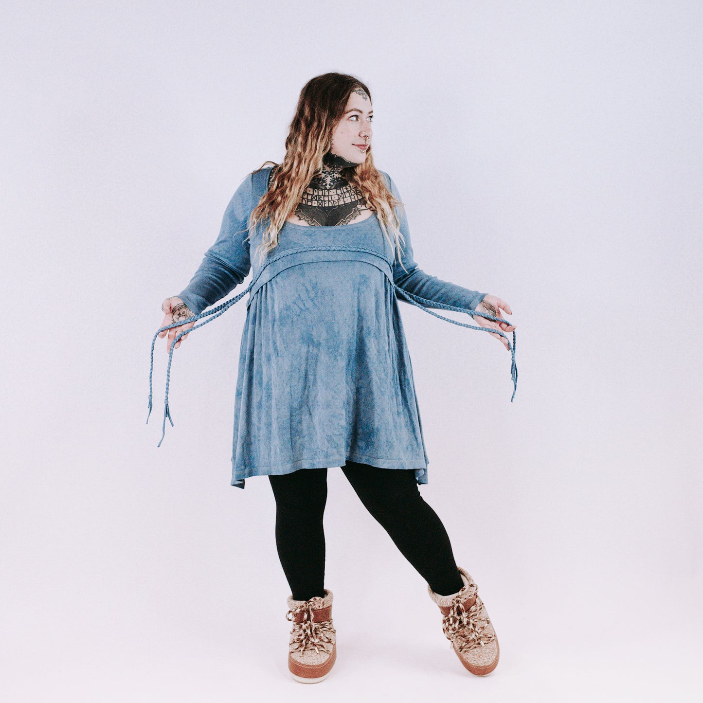 Mini Nótt Dress - faded denim