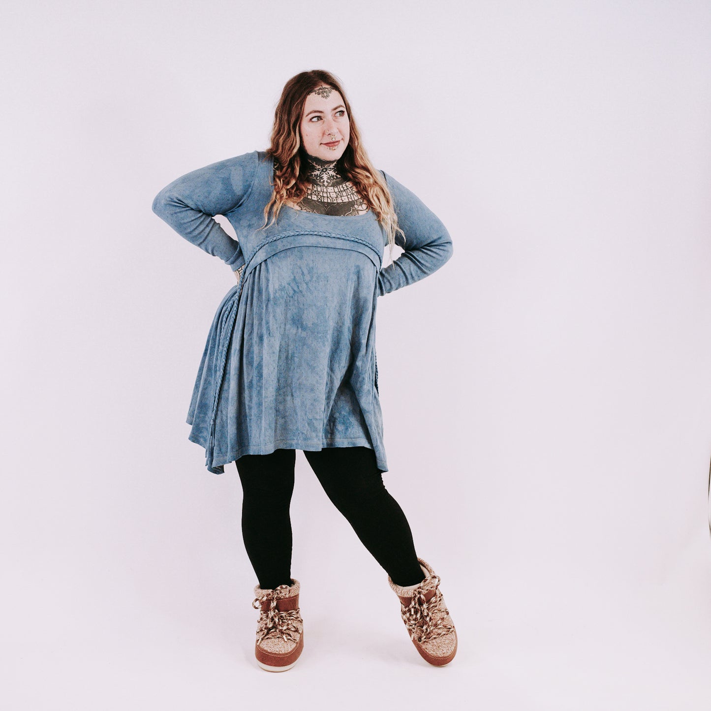 Mini Nótt Dress - faded denim