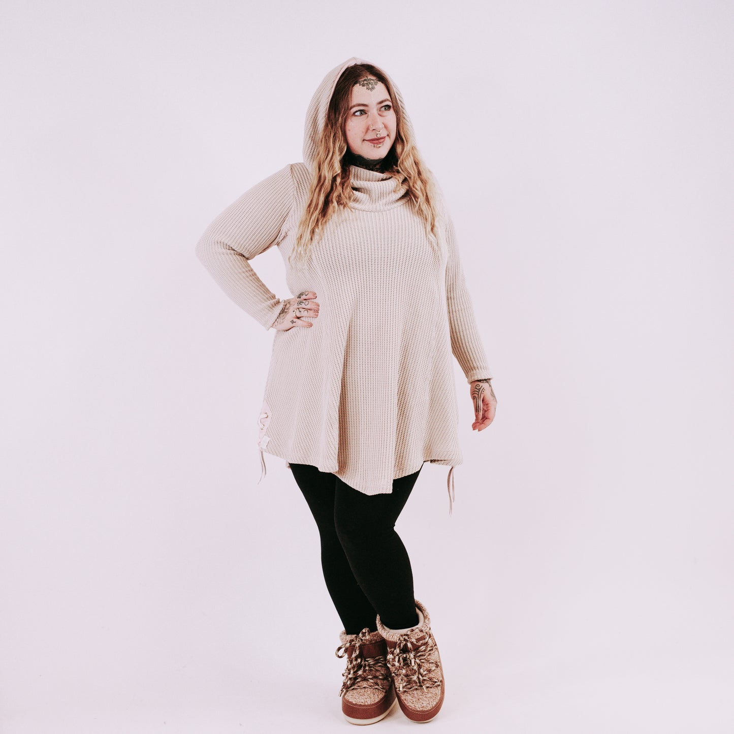 OOAK Big Knit Birka Tunic - mist beige