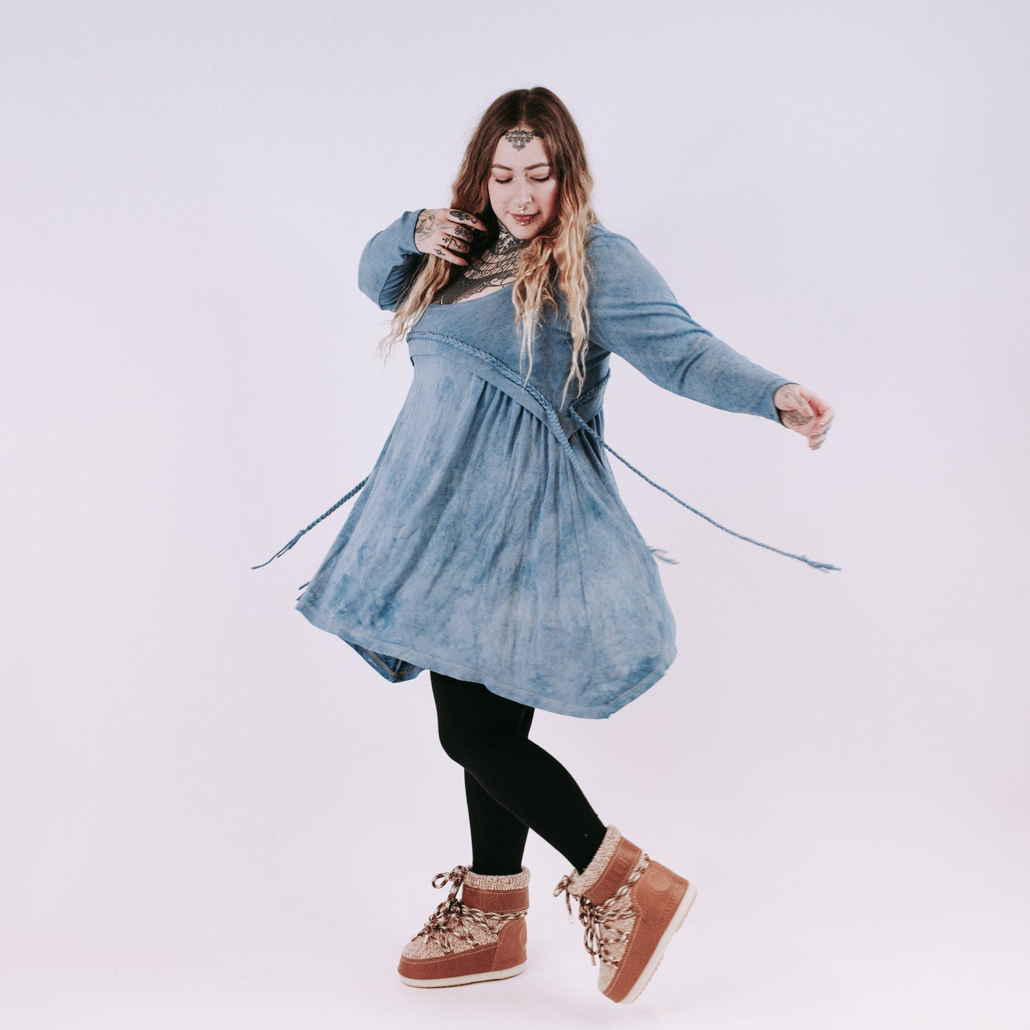 Mini Nótt Dress - faded denim