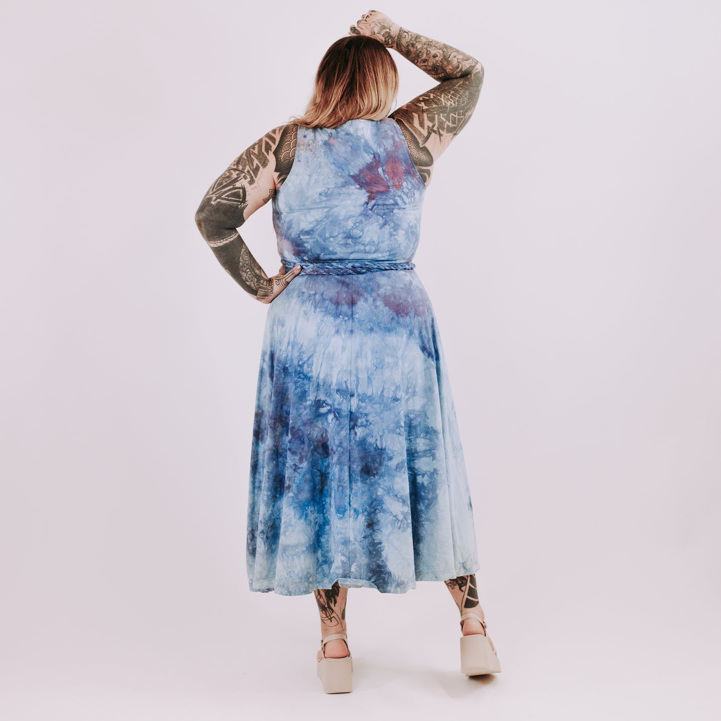 OOAK Midi Dress - purple waves