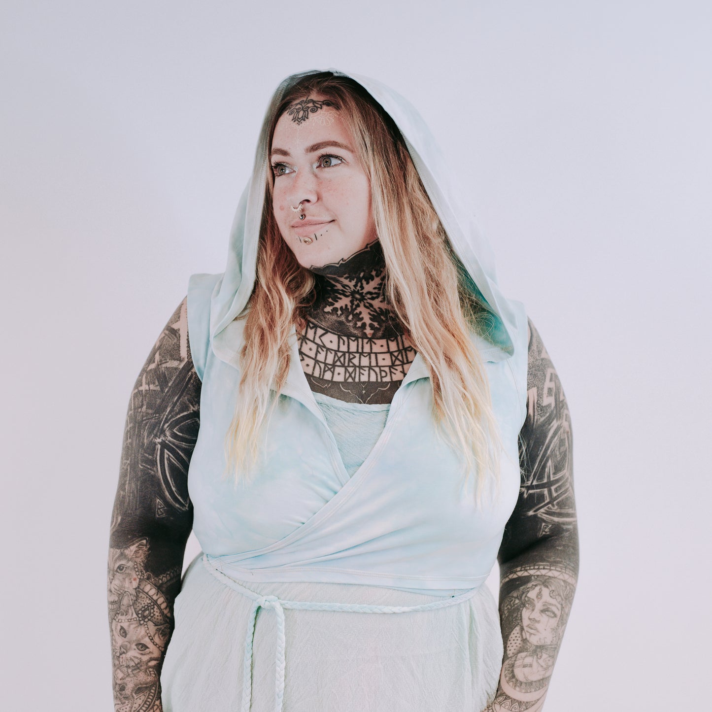 Frigga Cropped Wrap Top - mermaid dream