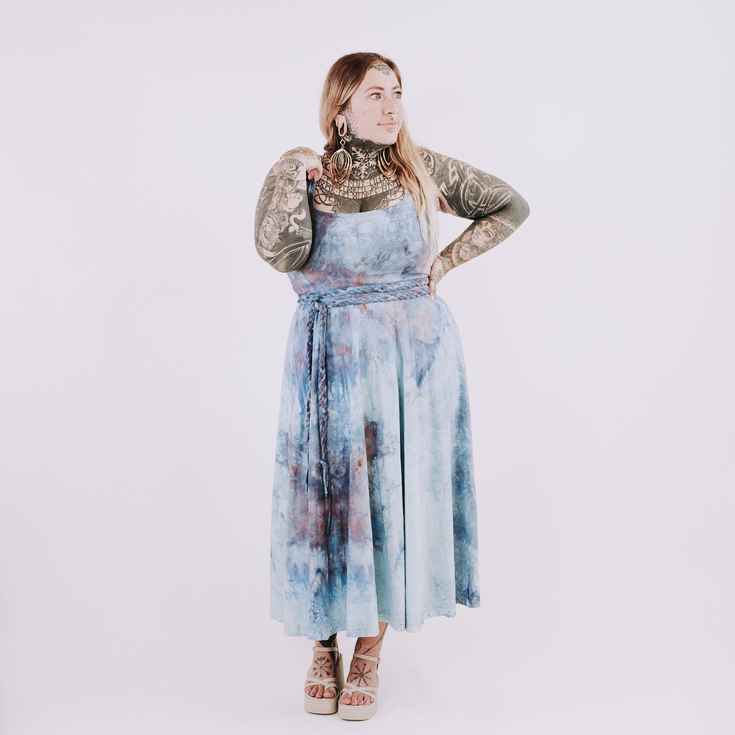 OOAK Midi Dress - purple waves